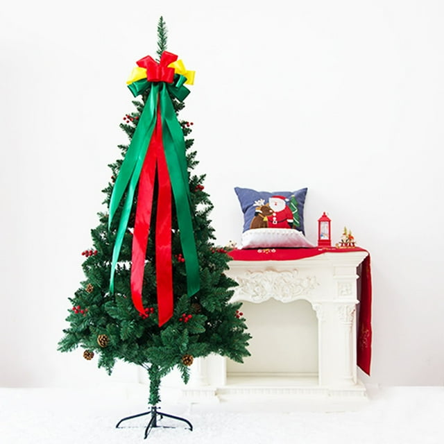Aligament Desktop Ornament Christmas Big Color Bow Christmas Tree Top Spell Ribbon Bow Christmas Ornament Party Decorations