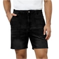 thumbnail image 2 of Guluxicc Mens Denim Shorts Button Elastic Waist Jean Shorts Regular Fit Solid Color Summer Casual Jeans with Pockets, 2 of 9