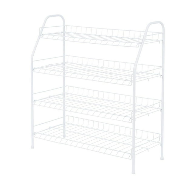 MAINSTAYS 4-Tier White Metal Shoe Rack and Accessories Storage, Holds up to 12 pairs, 4 Tier Wire Shelf