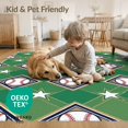 thumbnail image 4 of ODIKA 3'x5' Washable Throw Rug Stain Resistant, Low Profile, Non-Slip Large Bold Soccer Plate Pennant Border Crossed Bats Field Grid Refined for Entryway, Kitchen, Mudroom, 4 of 7