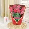 thumbnail image 6 of 3D Pops-up Bouquet Forever Rose/Lily/Sunflower/Tulip Paper Flowers Tropical Bloom for Birthday Anniversary Wedding Greeting Card, 6 of 7