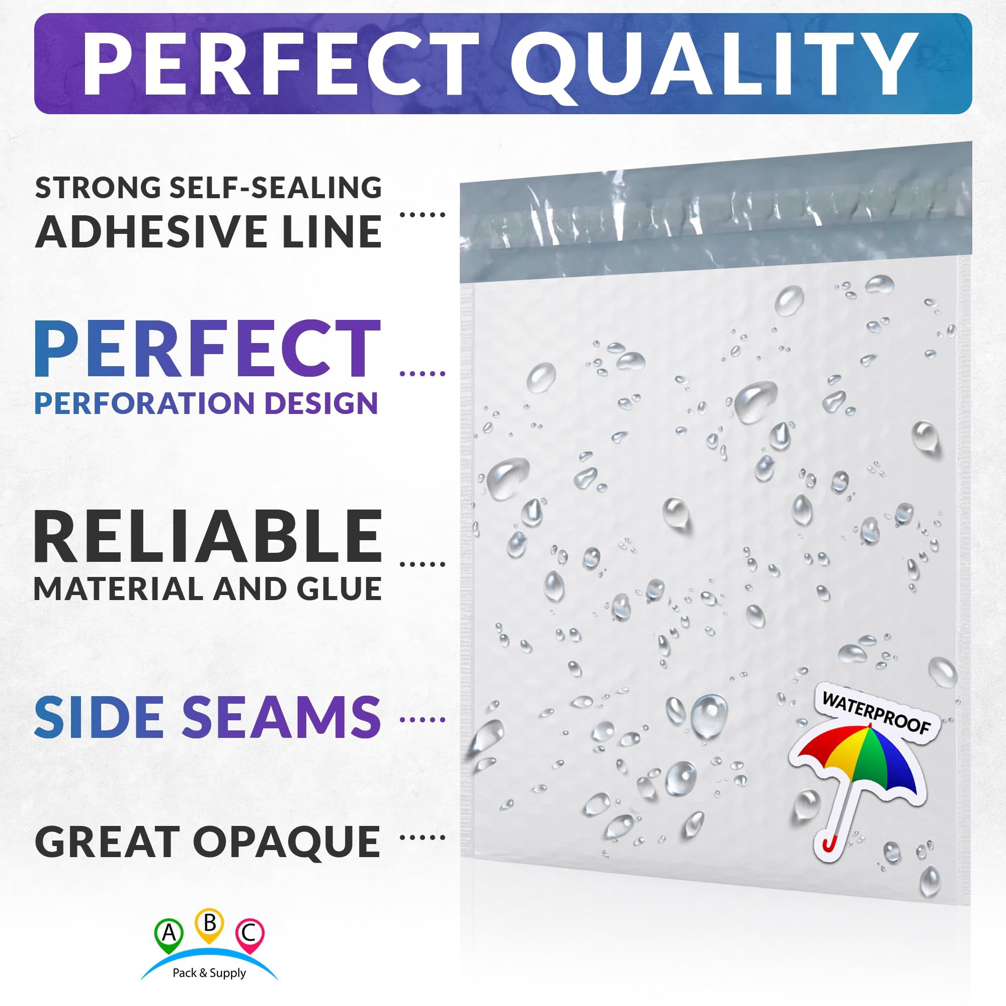 Poly Bubble Mailers 25 pack 8.5 x 11 in White Padded Self Seal Tear-Proof Waterproof