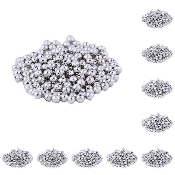 Inteprter Cuentas redondas de 200 piezas, superficie galvanizada lisa sin costuras, suministros de artesanía, accesorios pequeños, adornos hechos a mano, blanco K3mm 10piezas Inteprter CBP439300