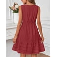thumbnail image 2 of Merokeety Summer Dress for Women V Neck Flowy Vacation Mini Dress with Pockets Red l, 2 of 5
