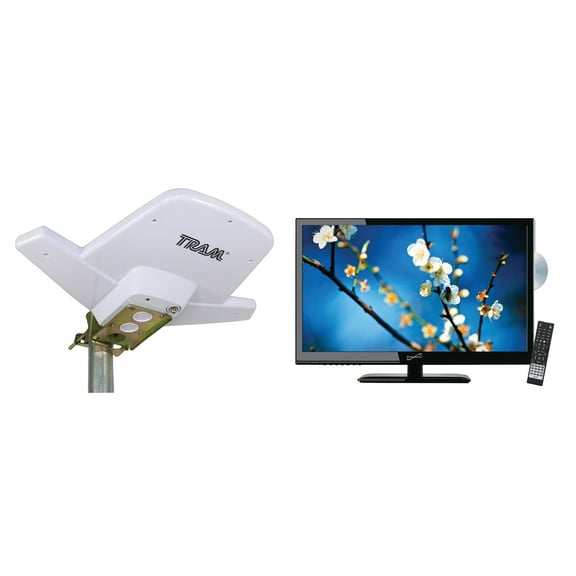 Supersonic SC-2412 24" 1080p LED TV/DVD Combination, AC/DC Compatible with RV/Boat & Tram HDTV Digital HDTV Amplified Outdoor Antenna