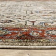 thumbnail image 3 of 8' X 11' Ivory Red Green Grey Blue And Navy Oriental Power Loom Stain Resistant Area Rug With Fringe, 3 of 4