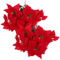 PAMINGONO Artificial Poinsettia Flowers for Decorations Red Lint Silk Cloth Iron 2Pcs for Home Garden and Christmas