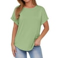 thumbnail image 3 of ZyeKqe T-Shirts for Women Short Sleeve Loose Fitted Casual Solid Color Basic Round Neck Tops, 3 of 10