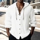 thumbnail image 3 of Camisas De Compresion Camisa con capucha y botones informales simples de color sólido informal a la moda para hombre (White, M), 3 of 4