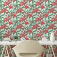 thumbnail image 2 of Ambesonne Floral Peel & Stick Wallpaper for Home, Red Tulips Simplistic Art, 13"x36", Dark Salmon and Pale Green, 2 of 5