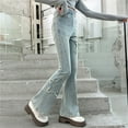 thumbnail image 6 of Girls Flared Denim Trousers Stretch Jeans Slim Fit Fashion Bottoms For Teen Tweens, 6 of 9