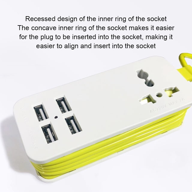 Ruiboury Electrical Socket With USB Ports Versatile Charging Solution Lightweight And Portable Power Strip yellow green A