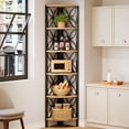 thumbnail image 2 of 70.9" 6-Tier Corner Shelf, Rustic Corner Bookshelf Storage Rack, Wooden Corner Display Shelf for Living Room, Bedroom, Bathroom, Small Spaces, 2 of 6