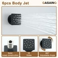 thumbnail image 3 of CASAINC Luxury Thermostatic 3-Spray Patterns 12 in. Flush Wall Mount Rainfall Dual Shower Heads with 6-Jets in Matte Black, 3 of 11