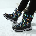 thumbnail image 3 of Chenyee Boys Girls Snow Boots Water-proof Hook and Loop Mid Calf Faux Fleece Linrd Winter Shoes for Kids, 3 of 7