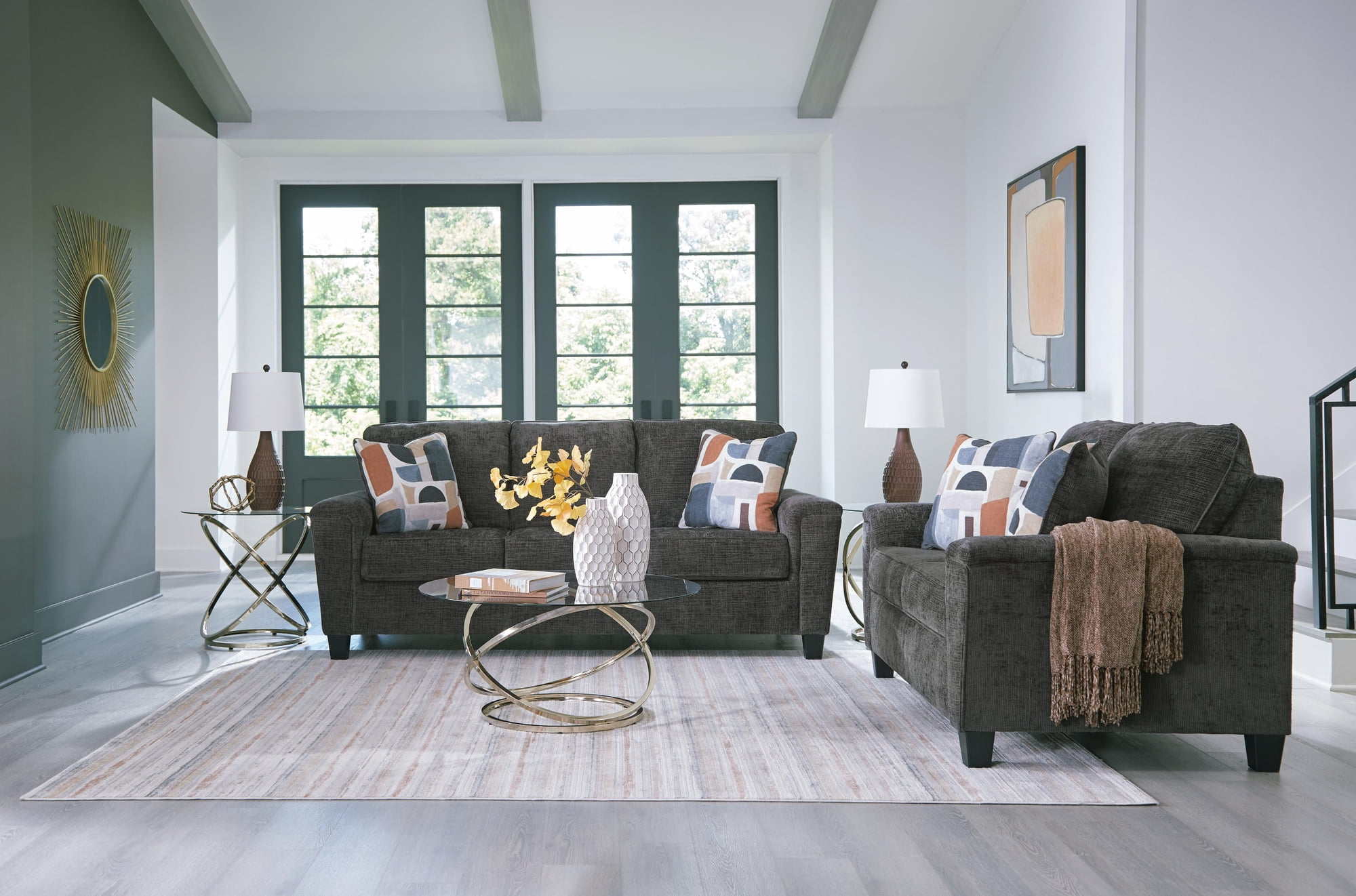 Signature Design by Ashley Crimonti 3-Piece Glass Coffee Table Set with End Tables - Champagne Gold Finish