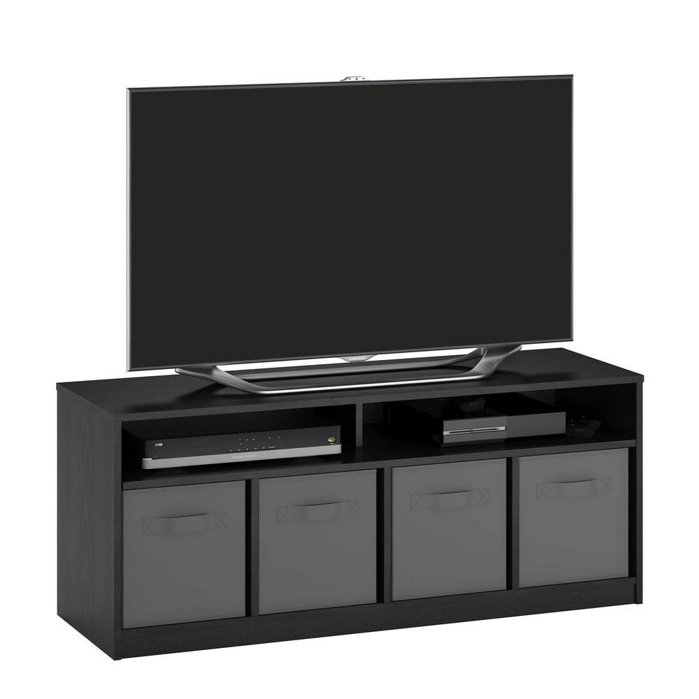 Mainstays 4 Cube TV Console for TVs Up to 59", True Black Oak Walmart