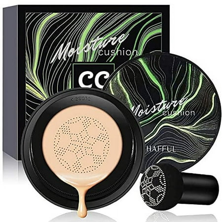 Air Cushion CC Cream Mushroom Head Foundation, SuperThinker Moisturizing BB Cream Makeup Long Lasting Matte Concealer (Ivory)
