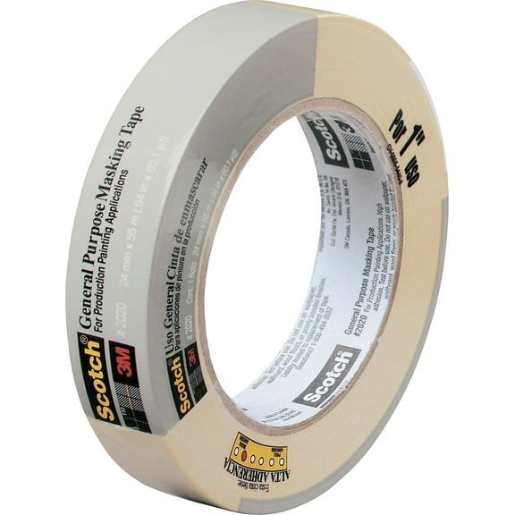 Commercial-Grade Masking Tape For Production Painting, 3" Core, 0.94" X 60 Yds, Natural | Bundle of 5 Rolls