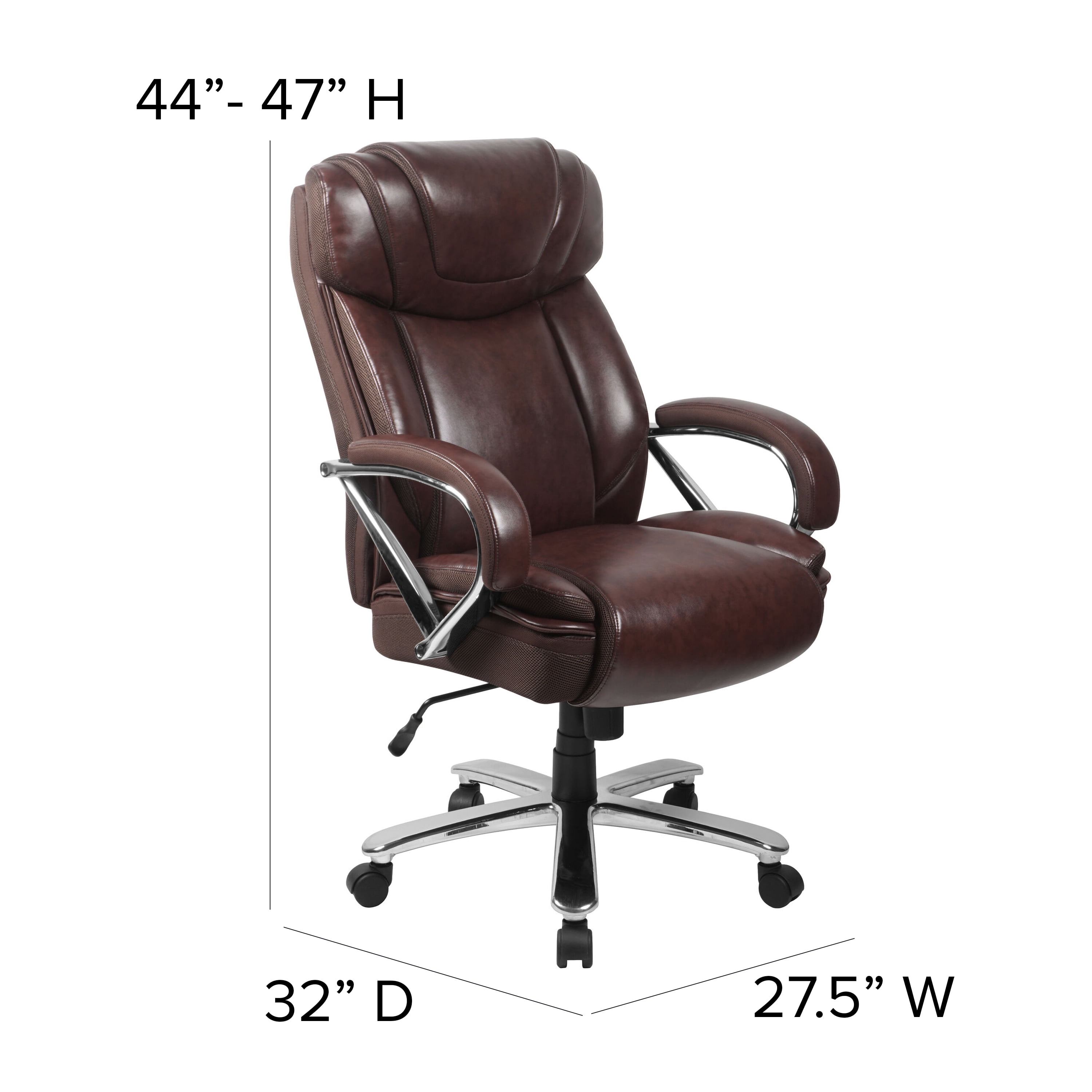 Oliver ブラウンロールチェア Emma + Oliver 500 lb. Big & Tall Brown LeatherSoft Ergonomic