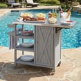 thumbnail image 2 of Foldable Outdoor Kitchen Island with Lockable Wheels, Portable Patio Prep Station, Stainless Steel Top and Storage Cabinet, Grey, 2 of 17
