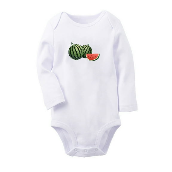 Fruit Watermelon Image Print Cute Rompers, Newborn Baby Unisex Bodysuits, Infant Jumpsuits, Toddler 0-12 Months Kids Long Sleeves Oufits (White, 6-12 Months)