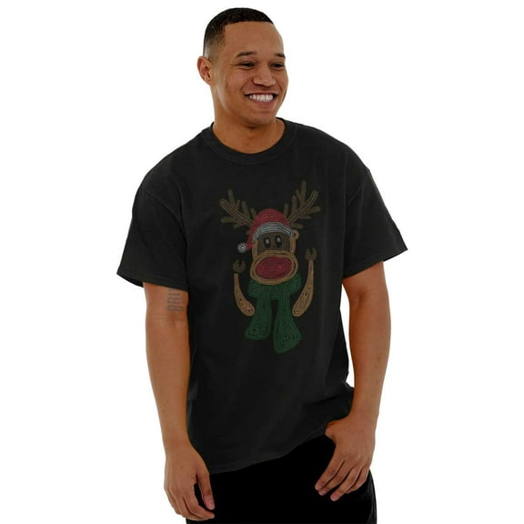 Ugly Christmas Santa Sock Monkey Men's Graphic T Shirt Tees Brisco Brands S