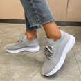thumbnail image 6 of Ediodpoh Ladies Lightweight Flyweave Mesh Breathable Comfortable Solid Colour Lace up Flat Bottom Large Size Sneakers Sneakers for Women Grey 9.5, 6 of 9