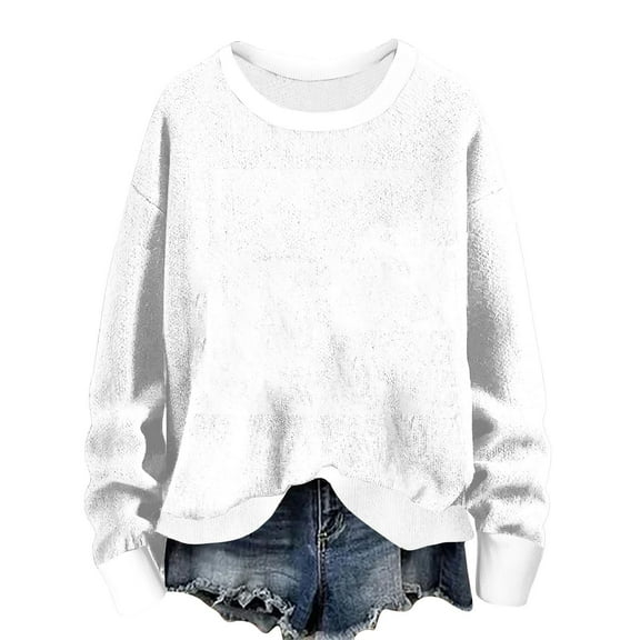 hotojiny Casual Sweatshirt for Women Long Sleeve Crew Neck Loose Knit Tunic Tops Fall Fashion Clothes