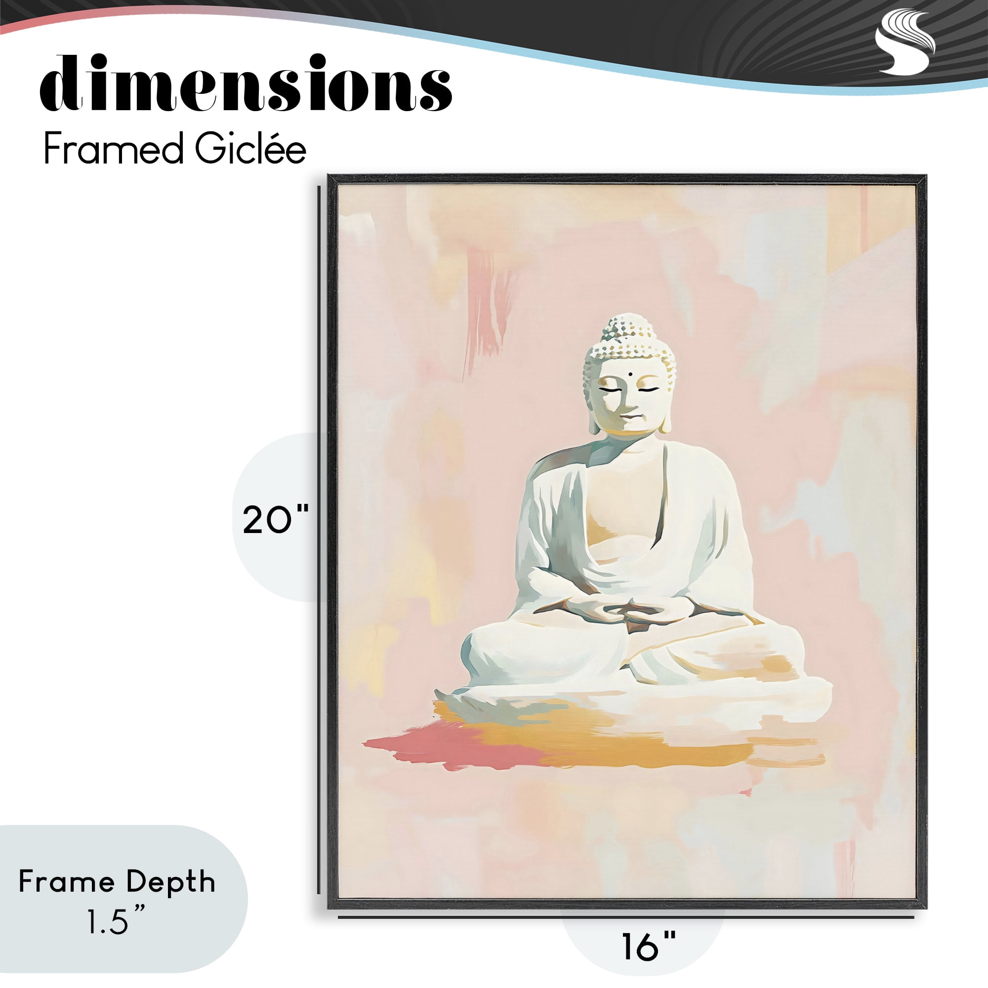 Stupell Industries Pastel Buddha In Quiet Meditation Black Framed Giclee Art, design by The Prints Vibe