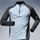 thumbnail image 4 of Camiseta deportiva de manga larga de secado rápido para hombre, ropa de entrenamiento con media cremallera, protección solar, adecuada para primavera, otoño y verano, 4 of 4