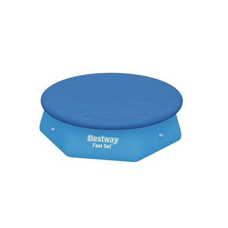 Bestway 58032E Round PVC 8 Foot Pool Cover for Above Ground Fast Set (Best Way To Cover Firewood)
