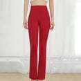 thumbnail image 2 of Clearance RYRJJ Women's Yoga Dress Pants Bootcut Straight Leg Flare Pant Pull On Stretchy Work Slacks High Waist Office Casual Trouser(Wine,S), 2 of 5