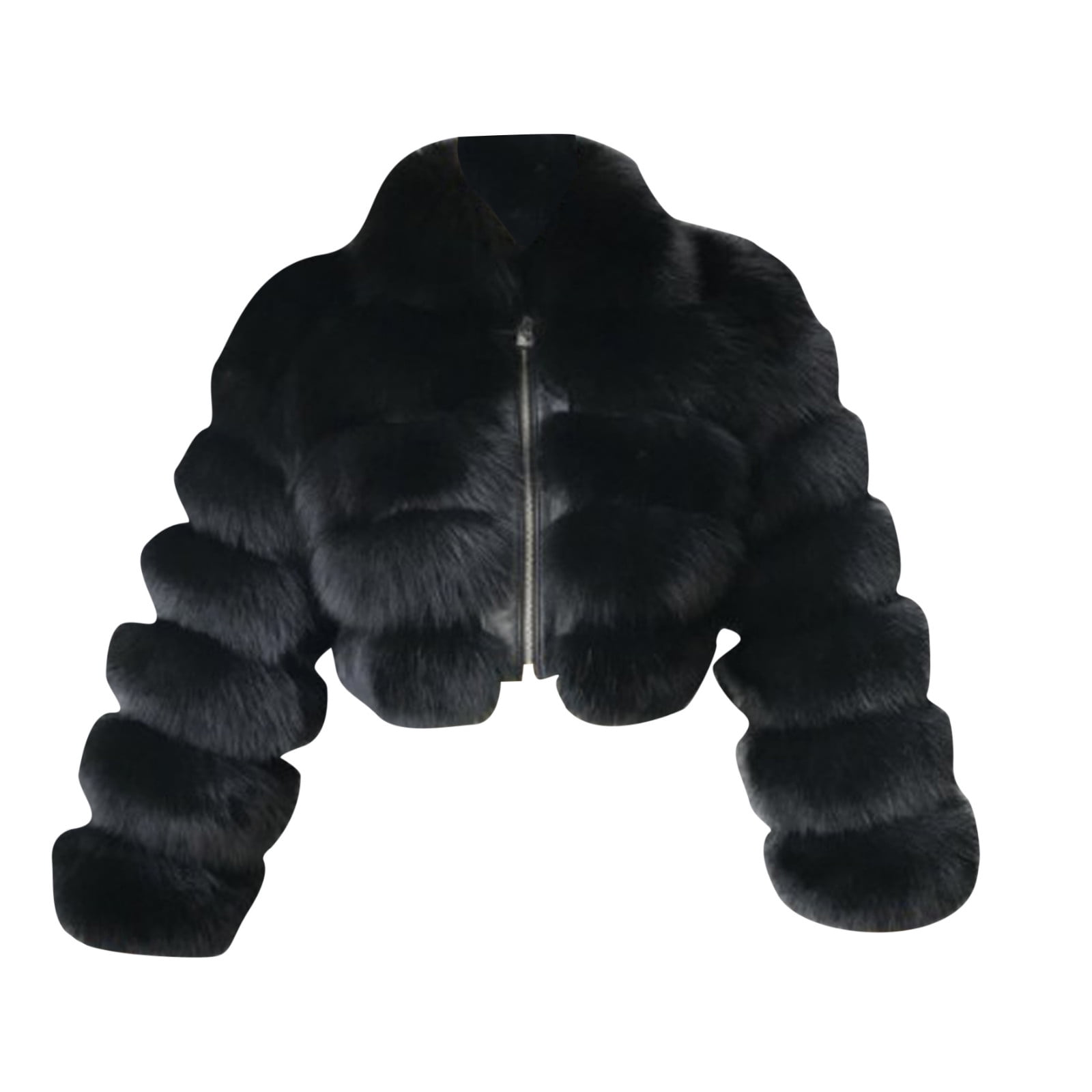 Women Plus Size Faux Coat Warm Furry Faux Short Jacket Long Sleeve Outerwear Clothing up to 50 off Walmart