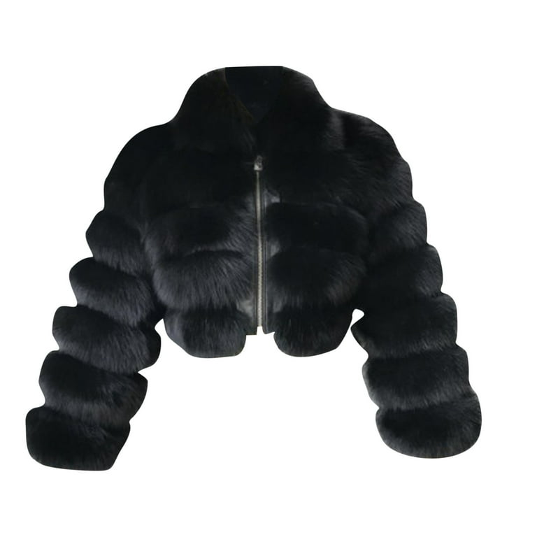 AXXD Women's Winter Faux Fur Coat, Plus Size Warm Short