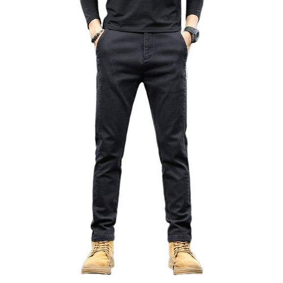 SWSMCLT Men's Casual Elastic Waist Trousers Business Pants Ankle Casual Pants Casual Cotton Spandex Business Black 36