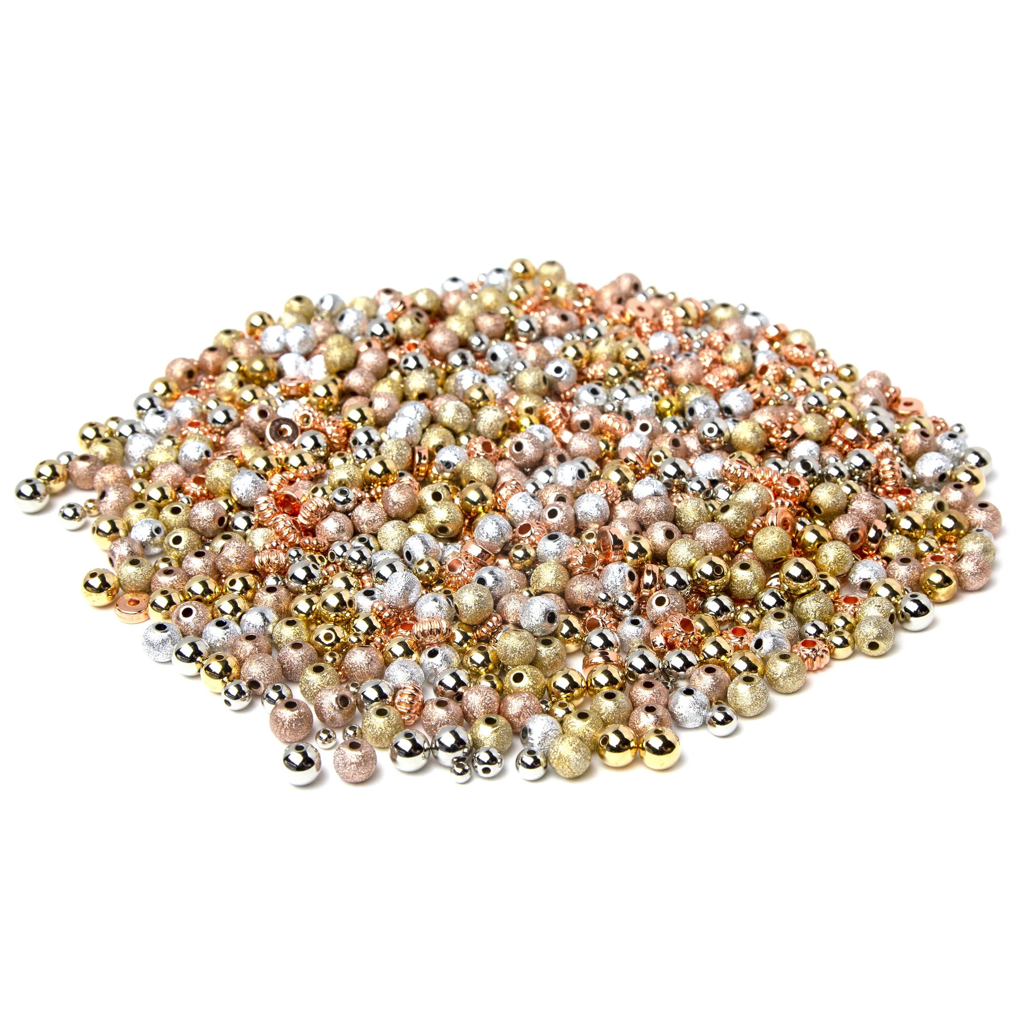 Cousin DIY Acrylic Spacer Bead Mix, Metallic, Silver, Gold, and Rose Gold, Unisex for Adults, 157g