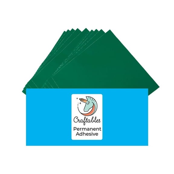 Craftables Green Vinyl Sheets - Permanent, Adhesive, Glossy & Waterproof