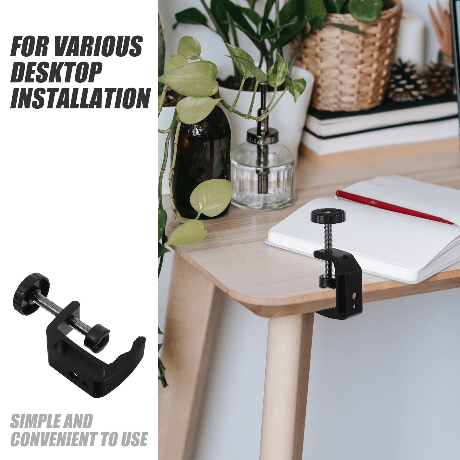 HEMOTON Black Heavy Duty C Clamps with Excellent Workmanship for Home Use Made of Aluminum 2Pcs