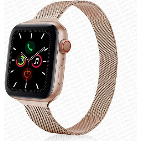 Slim Magnetic Milanese Loop Strap For Apple watch Band 44mm 40mm 45mm 41mm 42mm 38mm Stainless steel correa bracelet iWatch serie 3 4 5 6 se 7 - rose gold