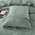 thumbnail image 3 of Sage Green Duvet Cover Queen 3 Pcs Boho Bedding Ruffle Tassel Farmhouse Duvet Covers Fringed 100% Washed Cotton, 3 of 6