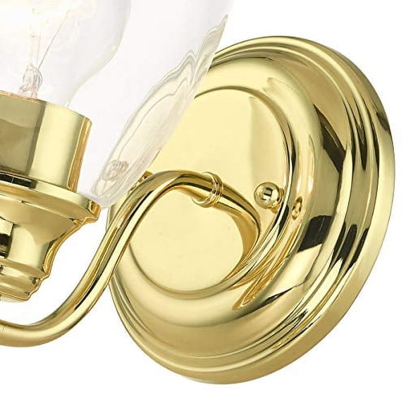 Livex Lighting 15131-02 Montgomery Collection 1-Light Bathroom Vanity Light with Clear Glass, Polished Brass, 5.38 x 7