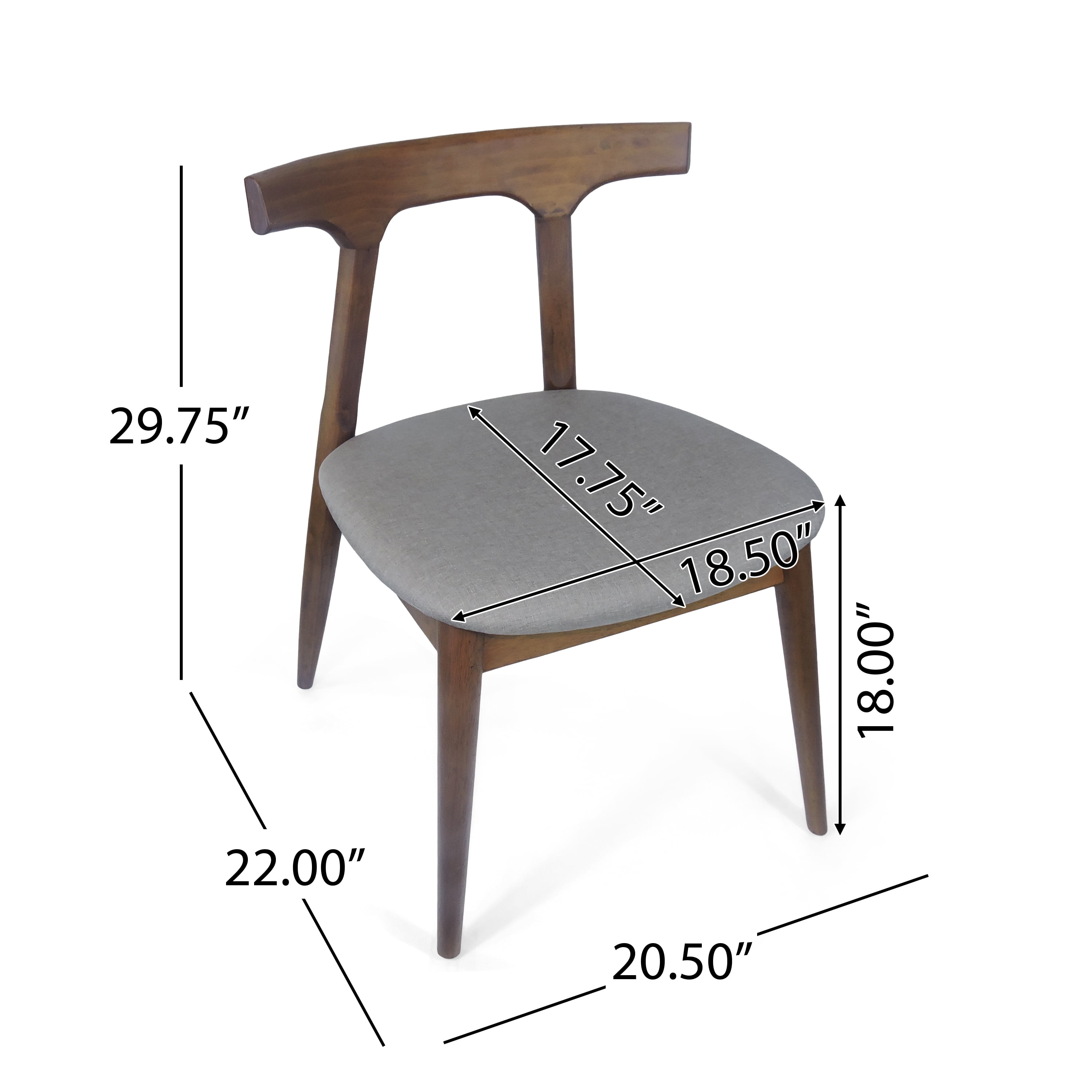 EUROCO Solid Wood Dining Chairs Set of 2, Modern Minimalist Accent Chair Armless,Side Chair for Kitchen Living Room