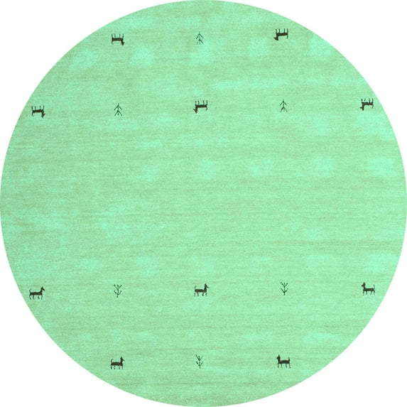 Ahgly Company Indoor Round Solid Turquoise Blue Modern Area Rugs, 8' Round