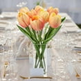 thumbnail image 6 of Tulip Artificial Flower Faux Peach Flowers Tulips in Clear Vase Flower Arrangement in Faux Water Dining Table Centerpiece Home Decor, 6 of 6
