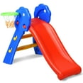 thumbnail image 1 of Gymax 2 Step Children Folding Slide w/ Basketball Hoop For Kids Indoor & Outdoor, 1 of 10