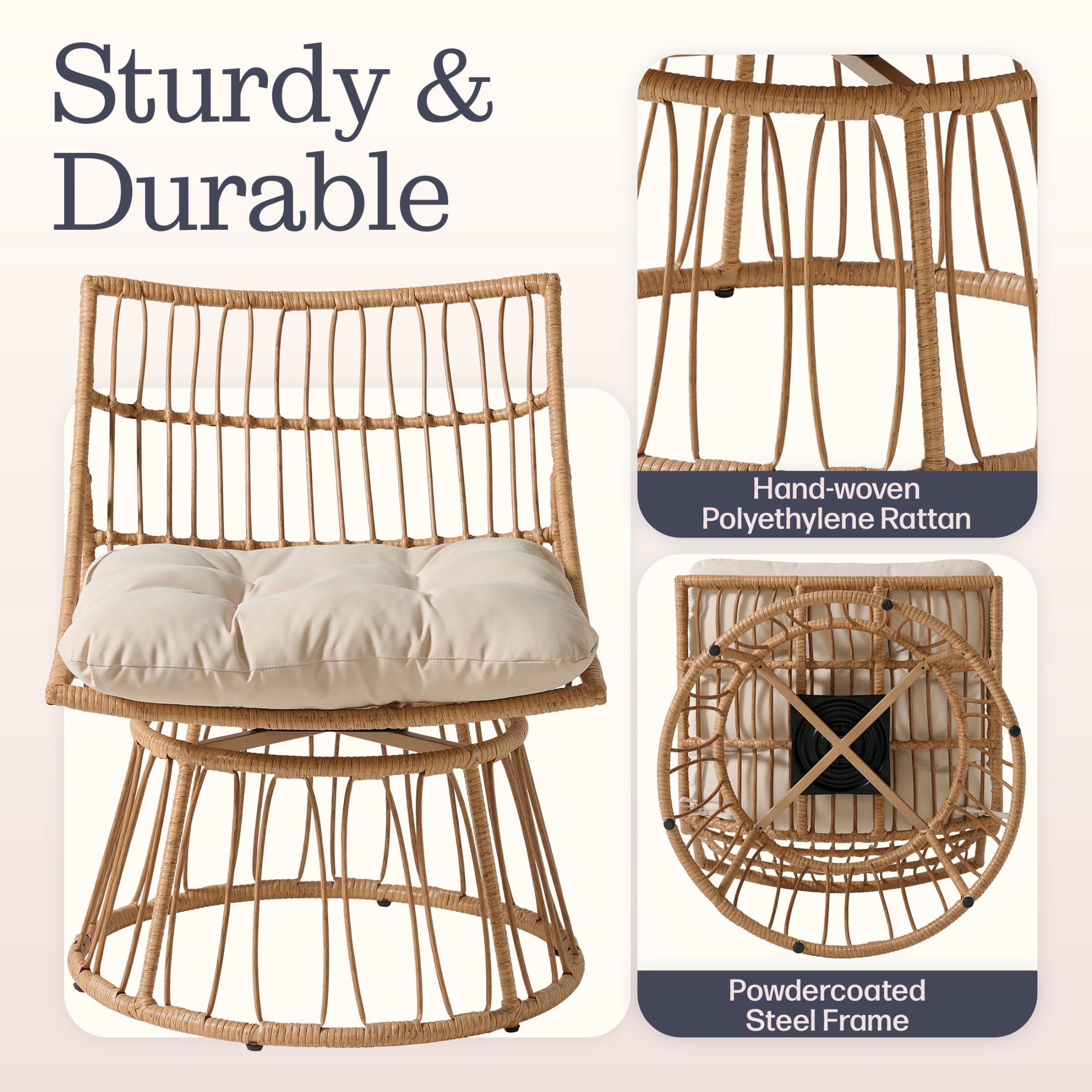 Alaterre Furniture Servana Outdoor Wicker Chair - Weather-Resistant Outdoor Chair (Tan)