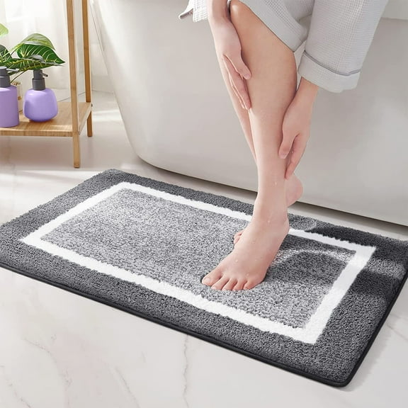 Color&Geometry Bath Mats for Bathroom Non Slip, 16"x24" Small Dark Grey Bathroom Rugs, Absorbent, Soft, Washable, Microfiber Bath Mat Bathroom Carpet