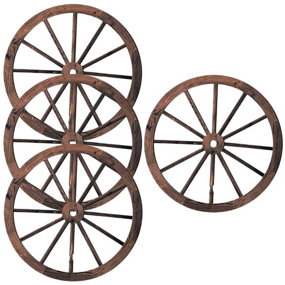 HEMOTON  4 Pcs Wooden Wheel Decoration Wheels Decorations for Home Wagons Vintage