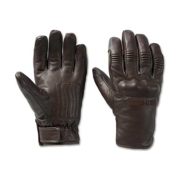 Harley-Davidson Men's Leather Waterproof Motorcycle Gloves, Brown - 97117-24VM